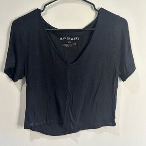 Map To Mars - Black Mini Crop Top - Size L fits like a S